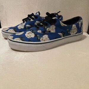 Vans Blue and Black Floral Sneakers